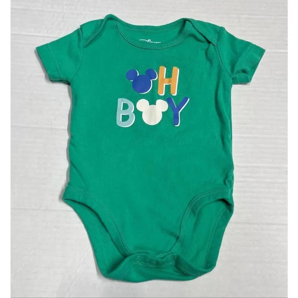 Disney Amazon Essentials Green With Oh Boy Graphic Bodysuit Boys Size 6 Months